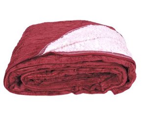 Cobertor Canelado Casal Liso Com Sherpa 1,80m X 2,20m Texfine Bordo