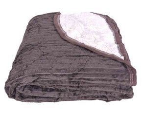 Cobertor Canelado Casal Liso Com Sherpa 1,80m X 2,20m Texfine Marrom