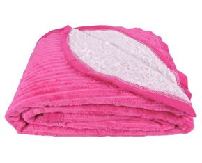 Cobertor Canelado Casal Liso Com Sherpa 1,80m X 2,20m Texfine Pink