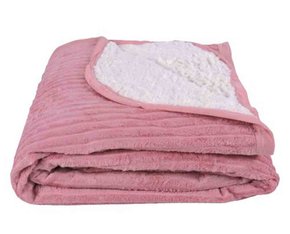 Cobertor Canelado Casal Liso Com Sherpa 1,80m X 2,20m Texfine Rosa