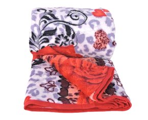 Cobertor Casal Estampado  1,90x2,20 DS Vermelho e Branco