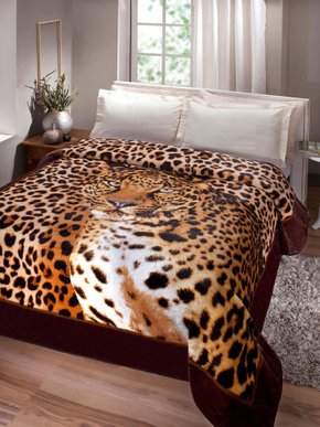 Cobertor Casal Kyor Leopardo 1,80X2,20 Jolitex Marrom e Bege