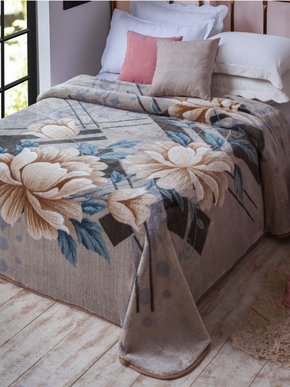 Cobertor Casal Kyor Pristina 1,80X2,20 Jolitex Bege E Verde