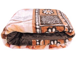 Cobertor Casal Raschel 2,20m x 2,40m Texfine Marrom e Bege