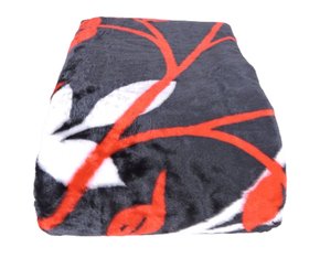 Cobertor Casal Raschel 2,20m x 2,40m Texfine Preto e Vermelho