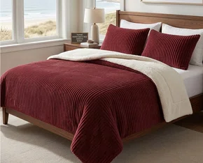 Cobredom Casal 220X240 Sherpa Dupla Face Canelado Texfine Bordo