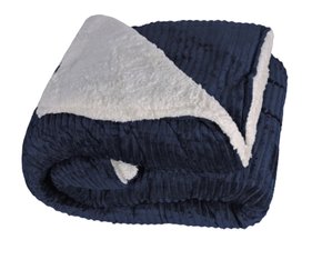 Cobredom Casal 220X240 Sherpa Dupla Face Canelado Texfine Marinho