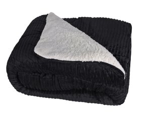 Cobredom Casal 220X240 Sherpa Dupla Face Canelado Texfine Preto