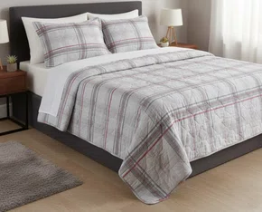 Colcha Boutis Casal 03 Peças 2,20X2,40 Attuale Corttex Cinza Claro