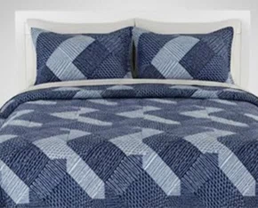 Colcha Boutis Casal  Dupla Face  03 Peças 2,20X2,40 Attuale Corttex Marinho