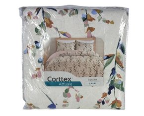 Colcha Boutis Casal  Dupla Face  03 Peças 2,20X2,40 Attuale Corttex  Off White