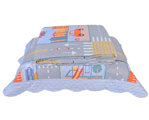 Cobre Leito Solteiro Infantil Em Matelassê Com 2 Peças Delicata Cinza Estampado