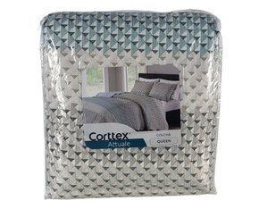 Colcha Boutis Queen 03 Peças 2,40X2,60 Attuale Corttex Verde e Preto
