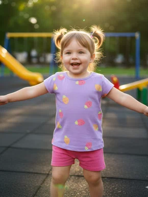 Conjunto Blusa e Shorts Estampado Feminino Bebê 26850 Brandili Lilás e Rosa