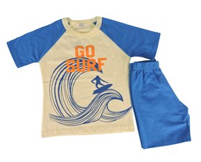 Conjunto Curto Masculino Infantil Com Estampa Go Surf  729 Tacadu Amarelo E Azul