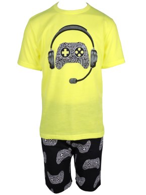Conjunto Curto Masculino Juvenil Com Estampa Game 111898 Kyly Amarelo e Preto