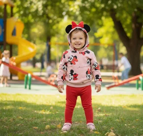 Conjunto De Moletom Feminino Infantil 1/3 Minnie 56113 Brandili Rosa