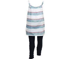 Conjunto Feminino Infantil 4-8 Blusa de Alça Listrada e Calça 1000047677 Carinhoso Marinho e Branco