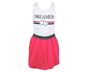 Conjunto Feminino Juvenil 10-16 Curto Estampa Dreamer 109892 Kyly Cinza e Rosa