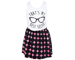 Conjunto Feminino Juvenil 10-16 Regata-Saia 110046 Kyly Cinza e Rosa