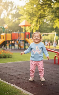 Conjunto Infantil Feminino 1-3 Arco-Íris Com Glitter 55787 Brandili Azul e Rosa