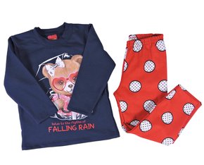 Conjunto Longo Feminino Infantil Moletom 1-3 Blusão E Legging Detalhe Urso 207648 Kyly Marinho E Vermelho
