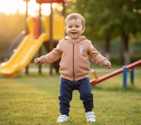 Conjunto Longo Infantil Com Capuz 1000105530 Malwee Kids Caramelo E Marinho