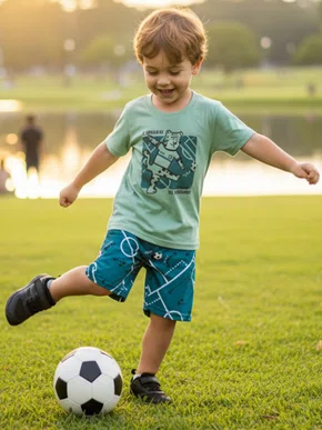 Conjunto Masculino Infantil 1/3  Parquinho 1000130290 Malwee Verde