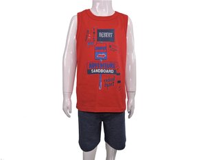 Conjunto Masculino Infantil 4-8 Com Estampa 1000072063 Malwee Vermelho e Marinho