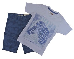 Conjunto Masculino Infantil 10300370 Marisol Branco e Azul