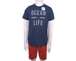 Conjunto Masculino Juvenil 10-12 Com Estampa 1000074710 Malwee Marinho e Vermelho