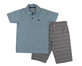 Conjunto Masculino Juvenil 10-16  10302975 Marisol Verde e Cinza