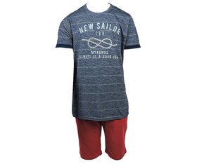 Conjunto Masculino Juvenil 10-16 1000048006 Carinhoso Marinho e Vermelho