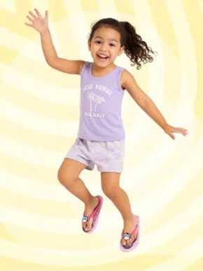 Conjunto Regata e Shorts Feminino Infantil 4/10  26664 Brandili Lilás e Off