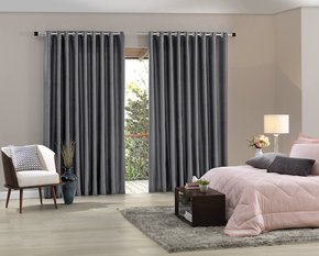 Cortina Corta Luz  De Tecido  3,00 X 2,30 Blend Bella Janela Cinza