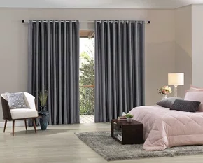 Cortina Corta Luz De Tecido  4,20 X 2,30 Blend Bella Janela Cinza