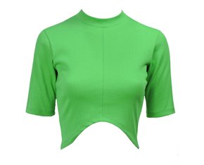 Cropped Canelado Feminino Adulto Golta Alta 123221008 Over Verde