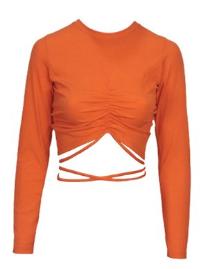 Cropped Feminino Adulto Canelado 2208 Mc'jo Laranja