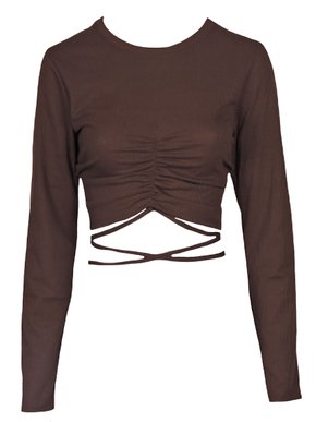 Cropped Feminino Adulto Canelado 2208 Mc'jo Marrom