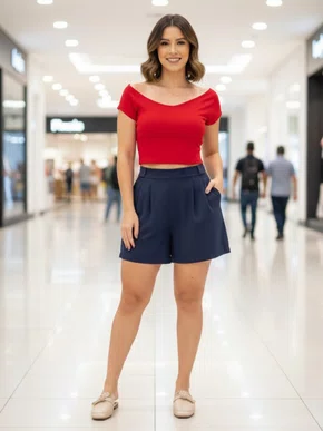 Cropped Feminino Adulto Em Cotton 125221005  Over Vermelho