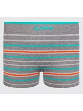 Cueca Boxer Infantil  Microfibra Sem Costura 00137  Lupo Cinza Mescla