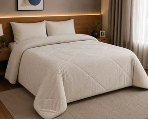 Edredom Casal Plush Inove Listrado 2,20x2,35 ED0354 Hedrons Bege