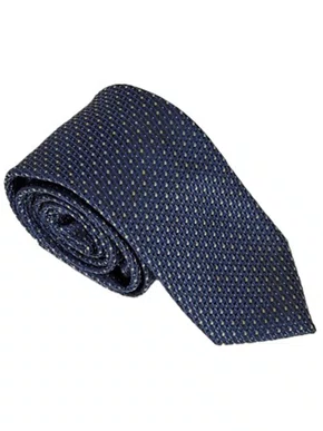 Gravata Semi Slim 100% Poliéster Diament Deluxe Marinho/Amarelo