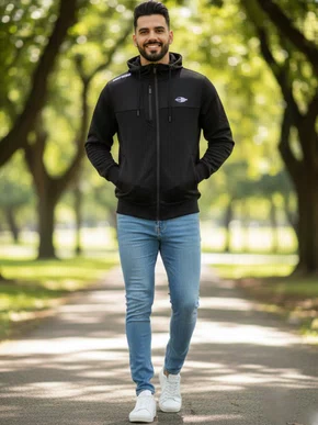 Jaqueta De Helanca Com Capuz Masculina Adulto  57379 Mormaii Preto