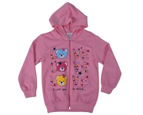 Jaqueta De Moletom C/Capuz Feminina Infantil Analê Rosa