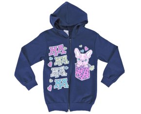 Jaqueta De Moletom Com Capuz Feminino Infantil Analê Marinho