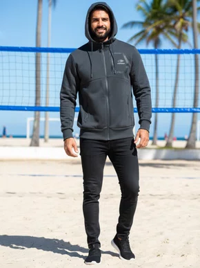 Jaqueta De Moletom Com Capuz Masculina Adulto 57372 Mormaii Grafite