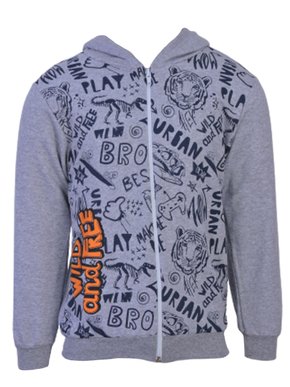 Jaqueta De Moletom Com Capuz Masculino Juvenil Analê Cinza e Laranja