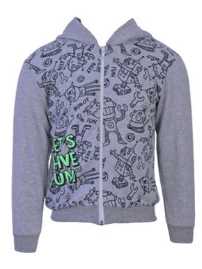 Jaqueta De Moletom Com Capuz Masculino Infantil  Analê Cinza e Verde