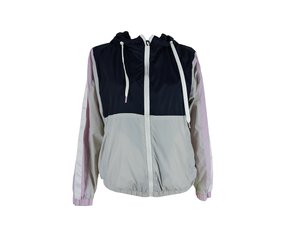 Jaqueta Feminina Adulto Quebra Vento Com Capuz JRQF-302 Proxy Marinho e Cinza